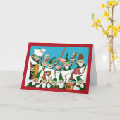 Carte Yule Lads d'Islande, les fêtards de Noël en neige (Fleur jaune)