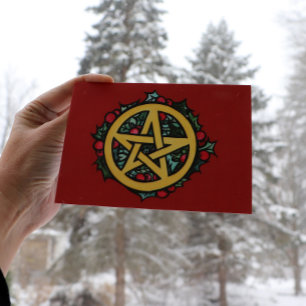Carte Yule Pentacle Merry Yule Bénédictions