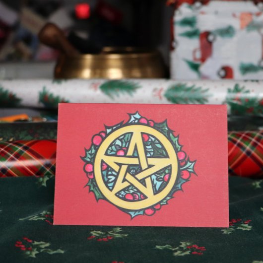 Carte Yule Pentacle Merry Yule Bénédictions