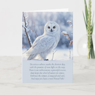 Carte Yule Solstice d'hiver avec chouette des neiges et