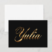 Carte Yulia gold Design Lettering (Devant / Derrière)