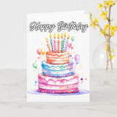 Carte Yummy Joyeux gâteau de fête d'anniversaire (Fleur jaune)