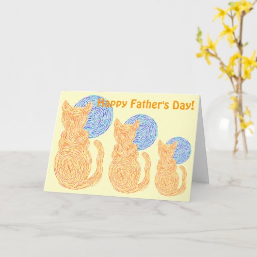 Carte Z Orange Chat Et La Lune Drôle Fête des pères (Fleur jaune)