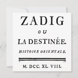 Carte Zadig, ou le livre du destin - Descartes