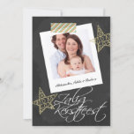 Carte Zalig Kerstfeest Chalkboard Image Et Bande<br><div class="desc">Grande carte de voeux plate pour Noël avec Zalig Kerstfeest texte détail - Hollandais catholique cartes plates à thème .. Tableau noir et blanc et cadre photo avec bande rayée et or étoiles design noir et blanc .. X-Mas / cartes plates de vacances pour votre personnalisation avec votre propre photo...</div>