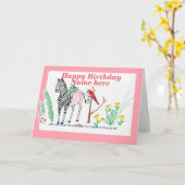 Carte Zebra au Salon, Fantastique anniversaire, pour ell (Fleur jaune)