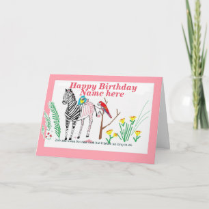 Carte Zebra au Salon, Fantastique anniversaire, pour ell