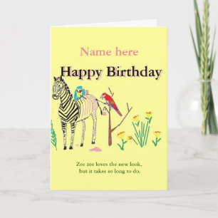 Carte Zebra au Salon, Fantastique anniversaire, pour ell