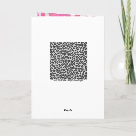 Carte Zebra Hot rose et blanc avec Monogramme (Dos)