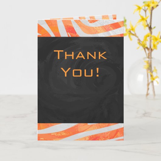 Carte Zebra Monogram orange et blanc (Fleur jaune)