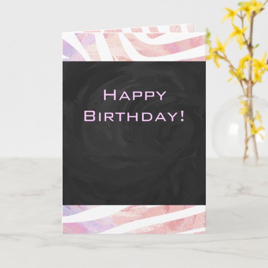 Carte Zebra Monogram rose et blanc (Fleur jaune)