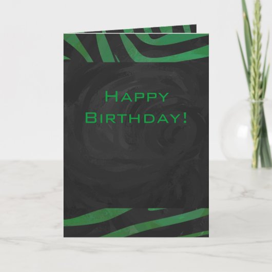 Carte Zebra Monogramme noir et vert (Devant)