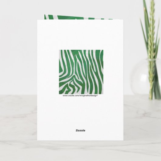 Carte Zebra Monogramme Vert et Blanc Impression (Dos)
