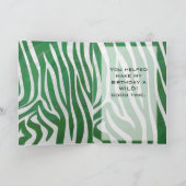 Carte Zebra Monogramme Vert et Blanc Impression (Intérieur)