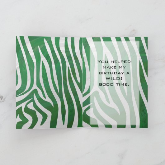 Carte Zebra Monogramme Vert et Blanc Impression (Intérieur)