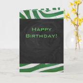 Carte Zebra Monogramme Vert et Blanc Impression (Fleur jaune)