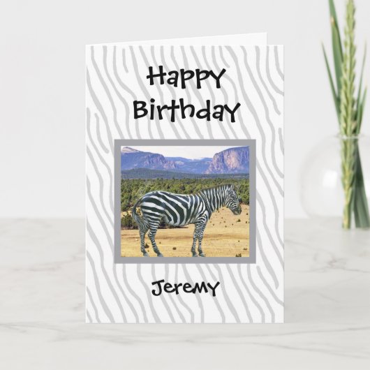 Carte Zebra photo birthday card for a child (Devant)