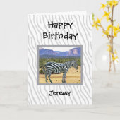 Carte Zebra photo birthday card for a child (Fleur jaune)