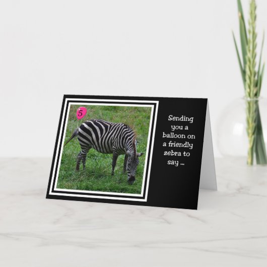 Carte Zebra Pink 5e anniversaire (Devant)