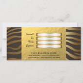 Carte Zebra Print Animal Skin Gold Foil Certificat cadea (Dos)