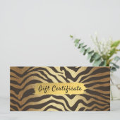 Carte Zebra Print Animal Skin Gold Foil Certificat cadea (Debout devant)