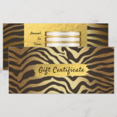 Carte Zebra Print Animal Skin Gold Foil Certificat cadea (Devant / Derrière)