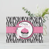 Carte Zebra Print & Cupcake Anniversaire (Debout devant)