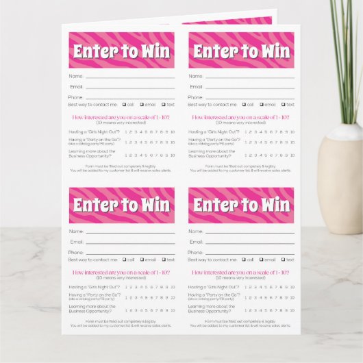 Carte Zebra Printable Vendor Slips – Editable Download (Devant)