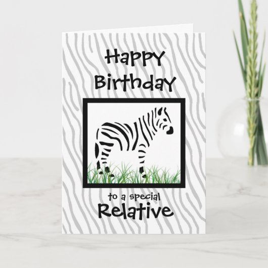 Carte Zebra Special Relative Anniversaire Personnaliser (Devant)