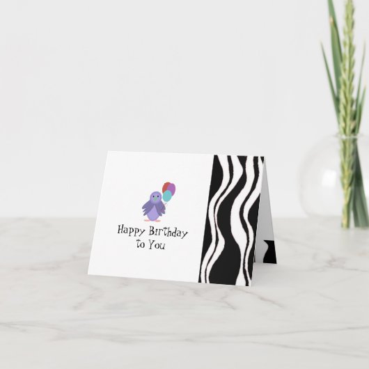 Carte Zebra Stripe With Bird and Balloons (Devant)