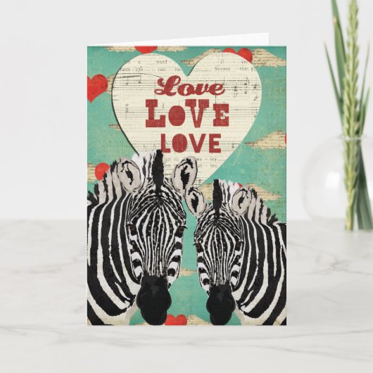 Carte Zebras Heart Valentine (Devant)
