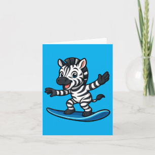 Carte Zèbre de surf mignon drôle d'animal plage ambiance
