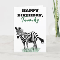 Zèbre noir et blanc dans l'herbe Anniversaire