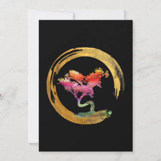 Carte Zen Bonsai Arbre japonais Cercle Enso Art asiatiqu