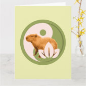 Carte Zen Capybara Yin Yang (Fleur jaune)
