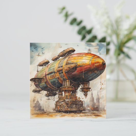 Carte Zeppelin Steampunk vintage (1) (Debout devant)
