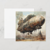 Carte Zeppelin Steampunk vintage (2) (Devant / Derrière)