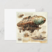 Carte Zeppelin Steampunk vintage (4) (Devant / Derrière)