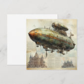 Carte Zeppelin Steampunk vintage (7) (Devant / Derrière)
