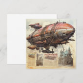 Carte Zeppelin Steampunk vintage (9) (Devant / Derrière)