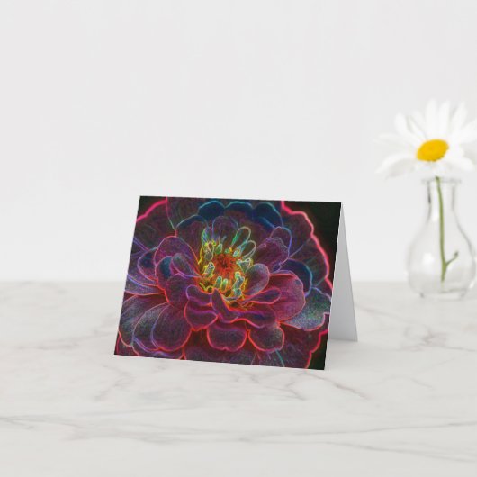 Carte Zinnia Art Floral Abstrait Note (Petite plante)