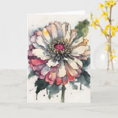 Carte Zinnia - Fleurs aquarelles (Fleur jaune)