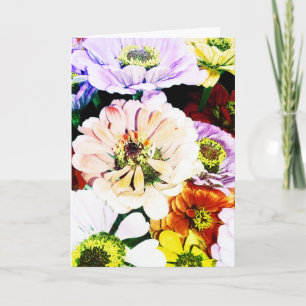 Carte Zinnias Anniversaire floral avant