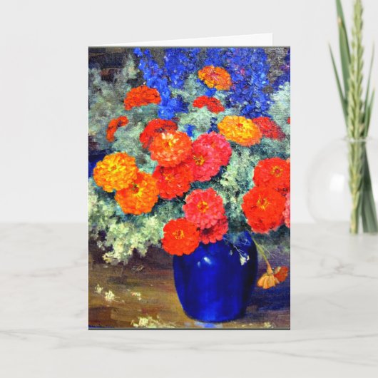 Carte Zinnias, de couleurs vives et belle (Devant)