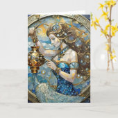 Carte Zodiac - Aquarius Le Porteur D'Eau (Fleur jaune)