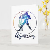 Carte Zodiac : Aquarius Space Rainbow Circle Design (Fleur jaune)