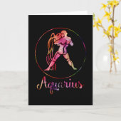 Carte Zodiac : Aquarius Traits Multi Color Design (Fleur jaune)