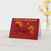 Carte Zodiac Chinese New Year 2026 Yang Fire Horse (Fleur jaune)