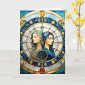 Carte Zodiac - Gemini Les Jumeaux (Fleur jaune)