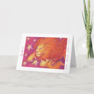 Carte Zodiac Leo 'Joyeux anniversaire' frontière blanche
